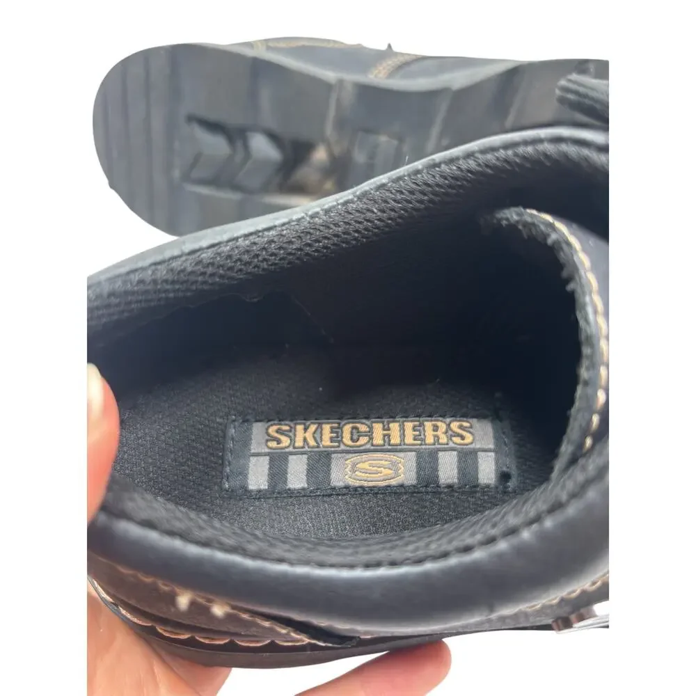 Skechers Parties - Mate Oxford Shoes Womens 8 Black Leather Lace Up Lug Sole Y2K